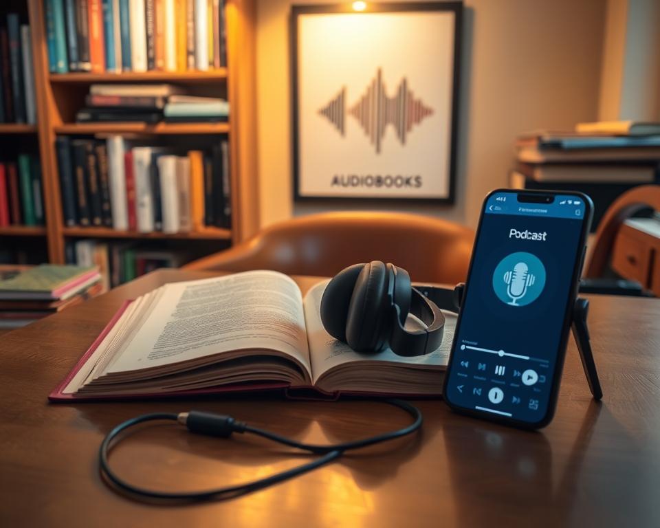 combinar podcasts e audiobooks