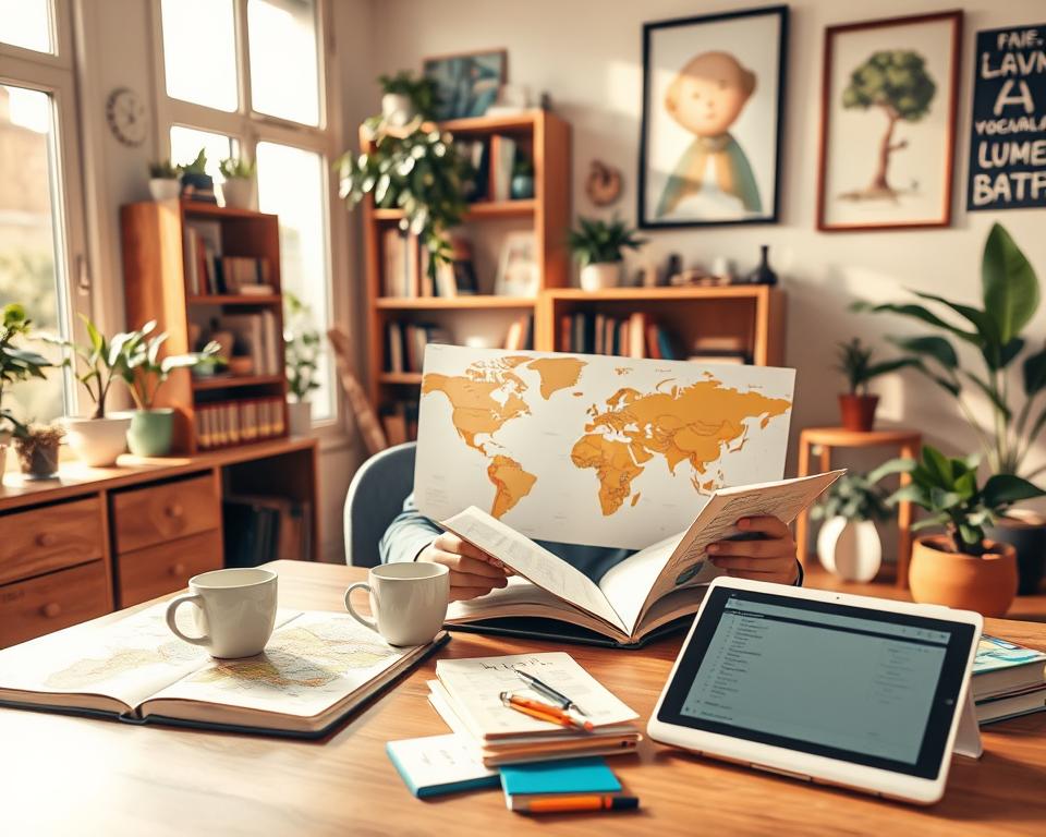 rotina diária para aprender um idioma